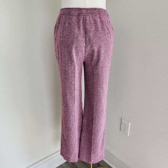 Vintage 90s Sag Harbor Pink Tweed High Rise Straight Leg Pants L - Picture 6 of 12
